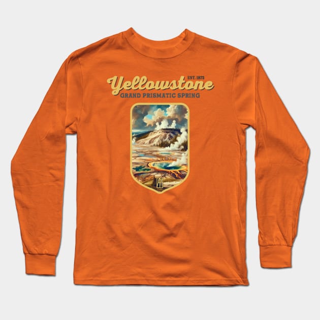 USA - NATIONAL PARK - YELLOWSTONE Grand Prismatic Spring - 6 Long Sleeve T-Shirt by ArtProjectShop